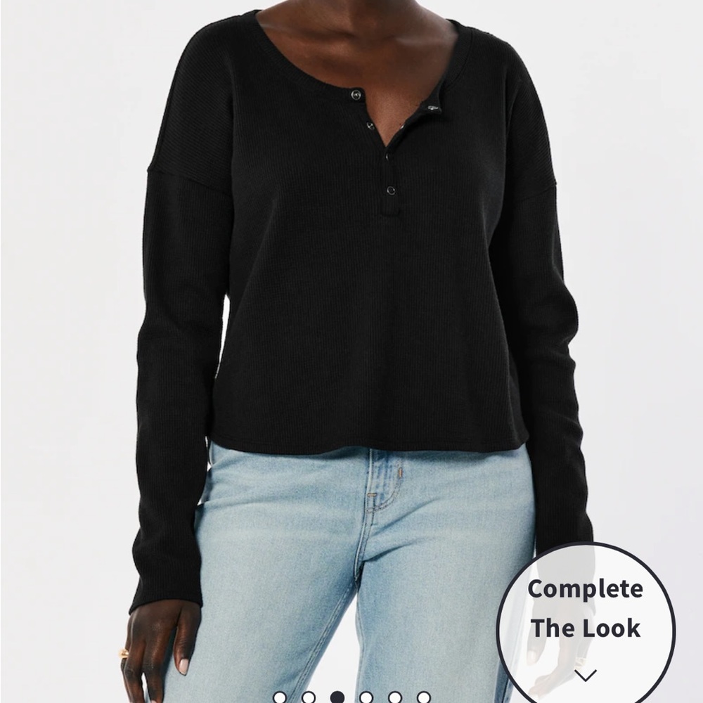 Hollister waffle long sleeve top Large